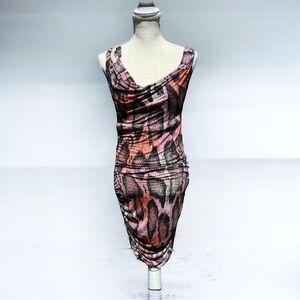 🌻 NEW Guess "Rhonnie" Snake Print Ruched Sides Bodycon Mini Dress Size Small